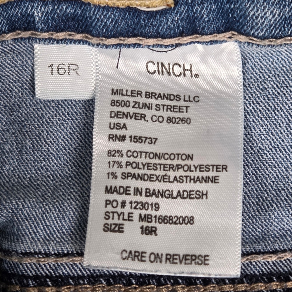 Cinch Boys Medium Wash Straight Leg Western Denim Jeans Size 16R MB16682008 - Picture 4 of 10